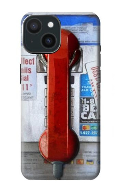 W3925 Collage Vintage Pay Phone Hard Case and Leather Flip Case For iPhone 15