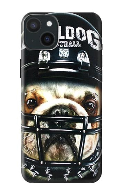 W0098 Bulldog American Football Hard Case and Leather Flip Case For iPhone 15 Plus