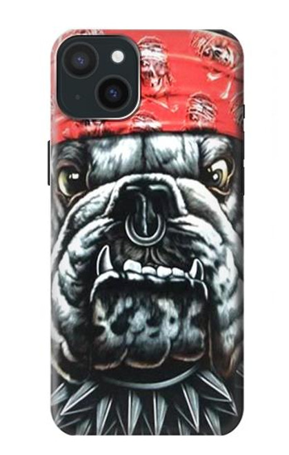 W0100 Bulldog American Football Hard Case and Leather Flip Case For iPhone 15 Plus