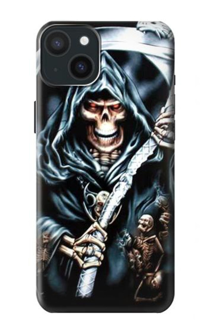 W0295 Grim Reaper Hard Case and Leather Flip Case For iPhone 15 Plus