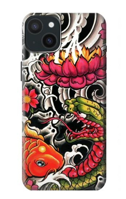 W0605 Yakuza Tattoo Hard Case and Leather Flip Case For iPhone 15 Plus