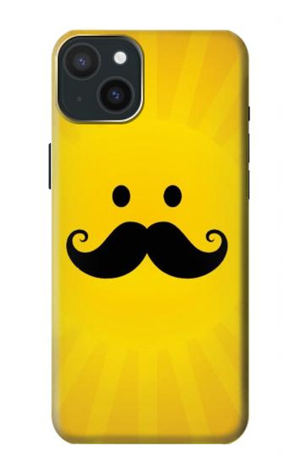 W1145 Yellow Mustache Sun Hard Case and Leather Flip Case For iPhone 15 Plus