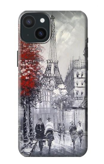 W1295 Eiffel Painting of Paris Hard Case and Leather Flip Case For iPhone 15 Plus