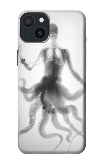 W1432 Skull Octopus X-ray Hard Case and Leather Flip Case For iPhone 15 Plus