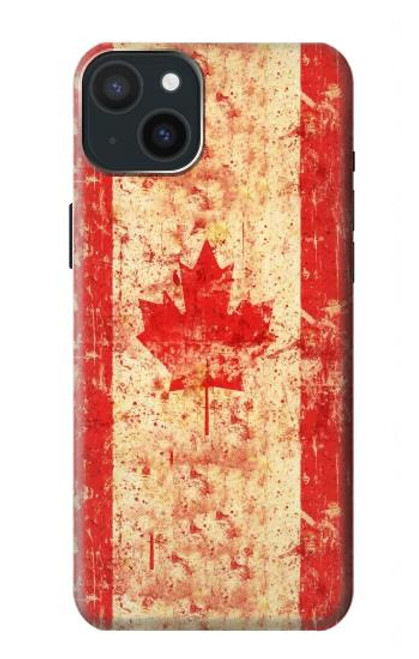 W1603 Canada Flag Old Vintage Hard Case and Leather Flip Case For iPhone 15 Plus