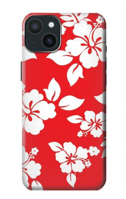 W1949 Hawaiian Hibiscus Pattern Hard Case and Leather Flip Case For iPhone 15 Plus