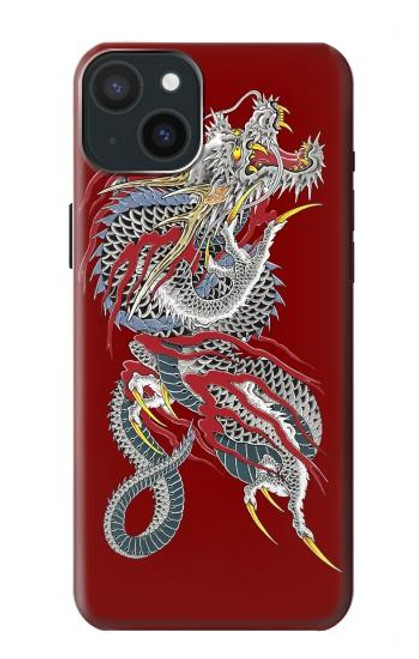 W2104 Yakuza Dragon Tattoo Hard Case and Leather Flip Case For iPhone 15 Plus