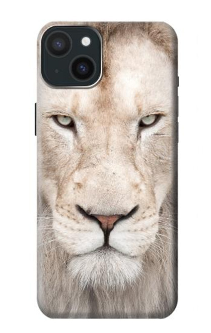 W2399 White Lion Face Hard Case and Leather Flip Case For iPhone 15 Plus