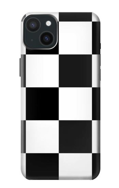 W2492 Black and White Check Hard Case and Leather Flip Case For iPhone 15 Plus