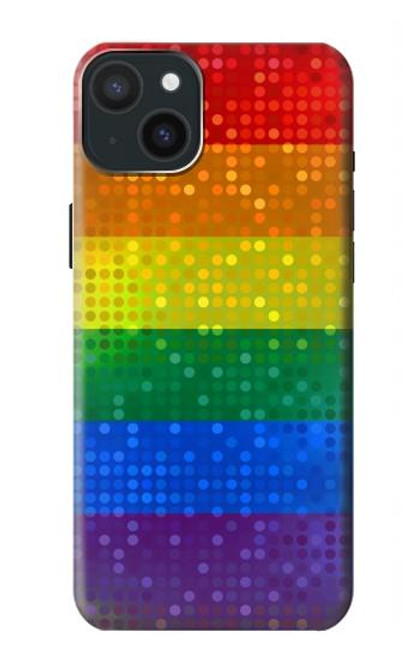 W2683 Rainbow LGBT Pride Flag Hard Case and Leather Flip Case For iPhone 15 Plus