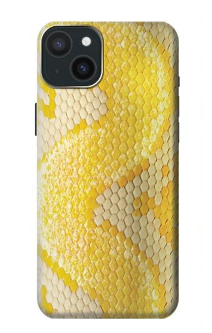 W2713 Yellow Snake Skin Graphic Printed Hard Case and Leather Flip Case For iPhone 15 Plus