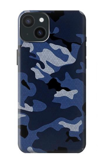 W2959 Navy Blue Camo Camouflage Hard Case and Leather Flip Case For iPhone 15 Plus