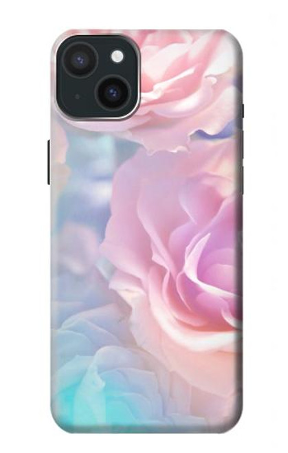 W3050 Vintage Pastel Flowers Hard Case and Leather Flip Case For iPhone 15 Plus