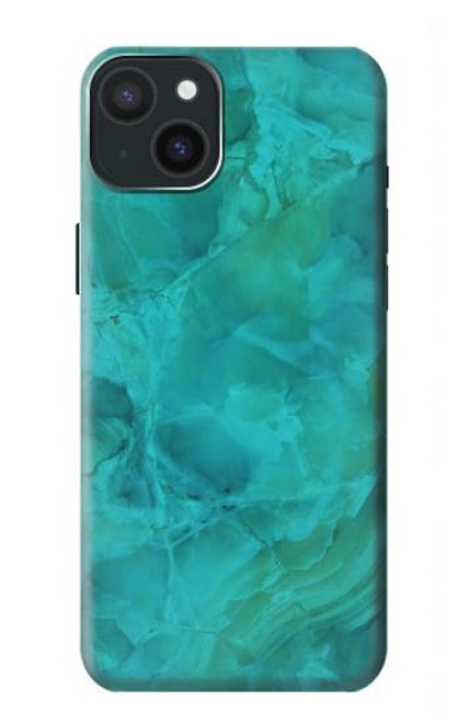 W3147 Aqua Marble Stone Hard Case and Leather Flip Case For iPhone 15 Plus