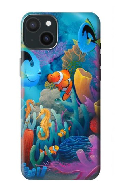 W3227 Underwater World Cartoon Hard Case and Leather Flip Case For iPhone 15 Plus