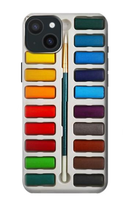 W3243 Watercolor Paint Set Hard Case and Leather Flip Case For iPhone 15 Plus