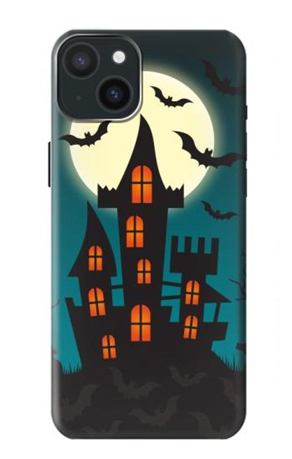 W3268 Halloween Festival Castle Hard Case and Leather Flip Case For iPhone 15 Plus