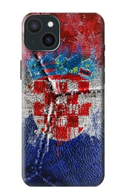 W3313 Croatia Flag Vintage Football Graphic Hard Case and Leather Flip Case For iPhone 15 Plus