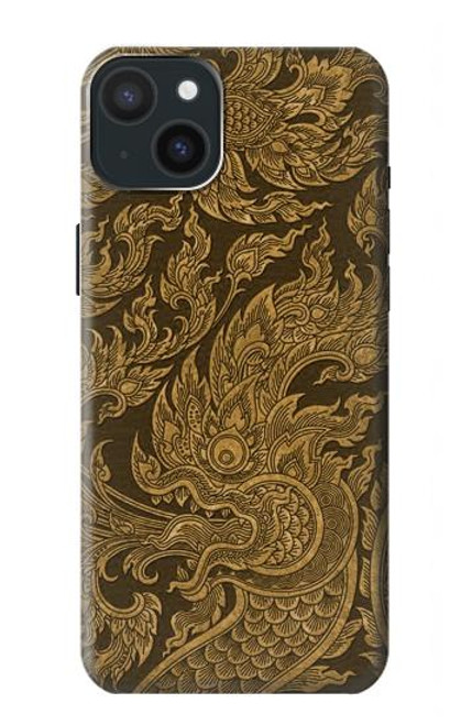 W3382 Thai Art Naga Hard Case and Leather Flip Case For iPhone 15 Plus