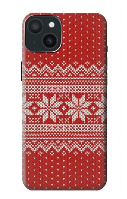 W3384 Winter Seamless Knitting Pattern Hard Case and Leather Flip Case For iPhone 15 Plus