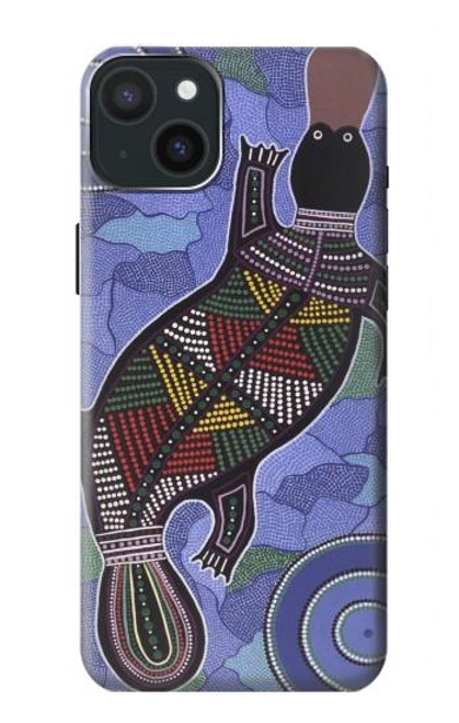 W3387 Platypus Australian Aboriginal Art Hard Case and Leather Flip Case For iPhone 15 Plus