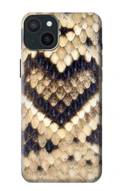 W3417 Diamond Rattle Snake Graphic Print Hard Case and Leather Flip Case For iPhone 15 Plus