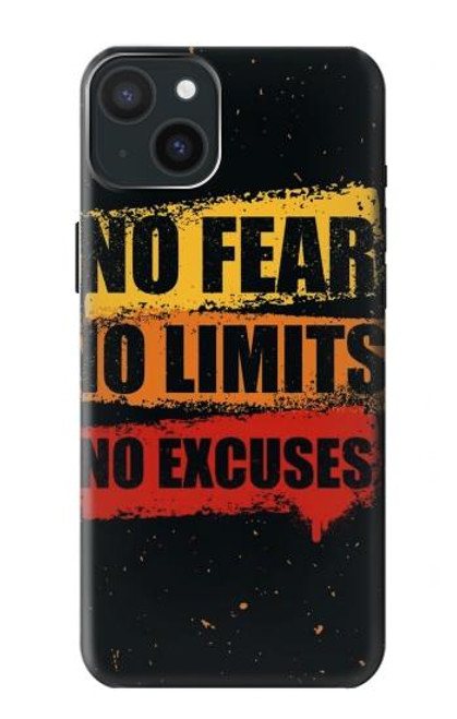 W3492 No Fear Limits Excuses Hard Case and Leather Flip Case For iPhone 15 Plus