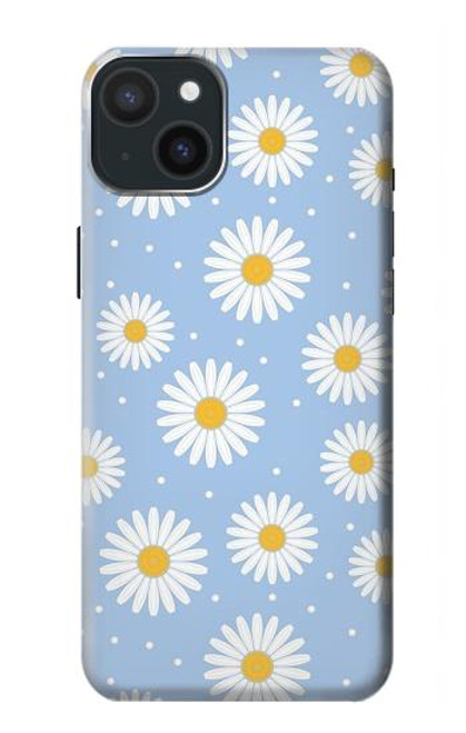 W3681 Daisy Flowers Pattern Hard Case and Leather Flip Case For iPhone 15 Plus