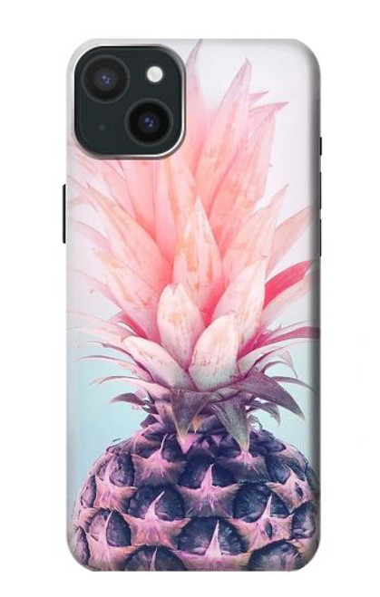 W3711 Pink Pineapple Hard Case and Leather Flip Case For iPhone 15 Plus