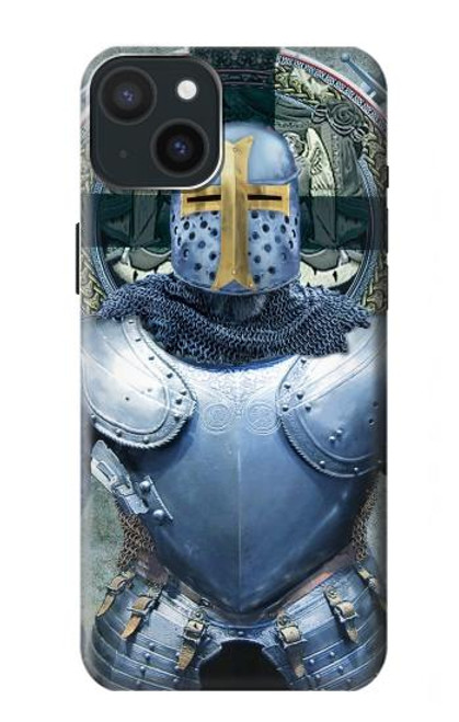 W3864 Medieval Templar Heavy Armor Knight Hard Case and Leather Flip Case For iPhone 15 Plus