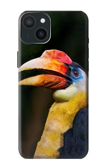 W3876 Colorful Hornbill Hard Case and Leather Flip Case For iPhone 15 Plus