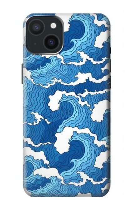 W3901 Aesthetic Storm Ocean Waves Hard Case and Leather Flip Case For iPhone 15 Plus