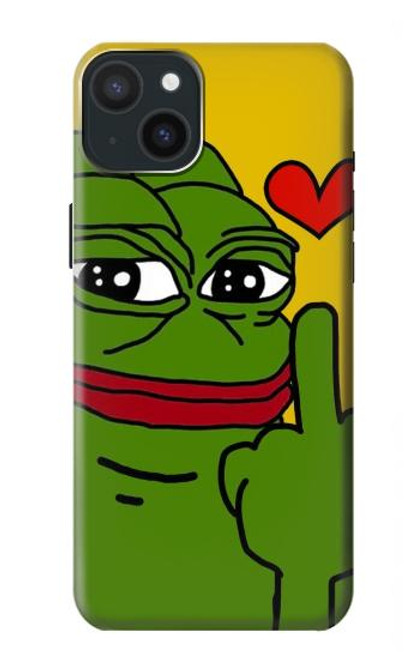 W3945 Pepe Love Middle Finger Hard Case and Leather Flip Case For iPhone 15 Plus