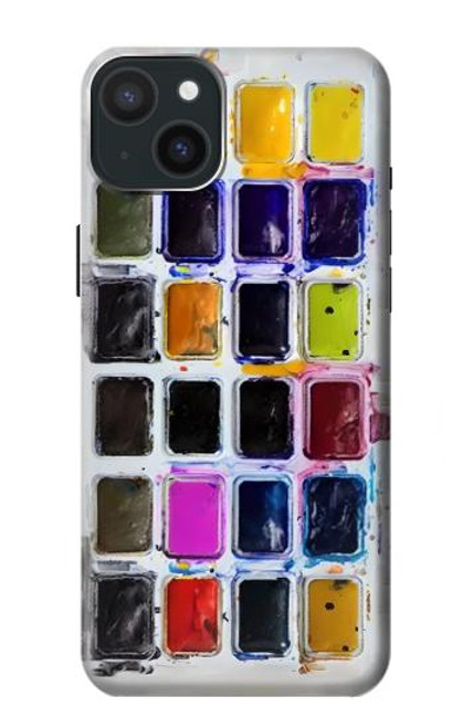 W3956 Watercolor Palette Box Graphic Hard Case and Leather Flip Case For iPhone 15 Plus