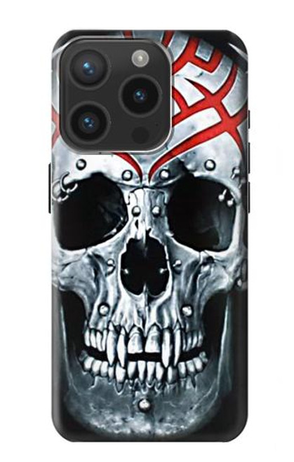 W0223 Vampire Skull Tattoo Hard Case and Leather Flip Case For iPhone 15 Pro