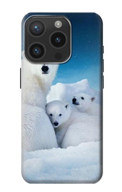 W0285 Polar Bear Family Arctic Hard Case and Leather Flip Case For iPhone 15 Pro