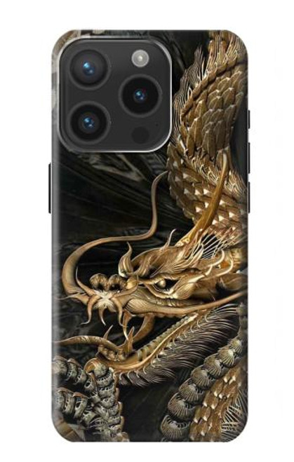 W0426 Gold Dragon Hard Case and Leather Flip Case For iPhone 15 Pro