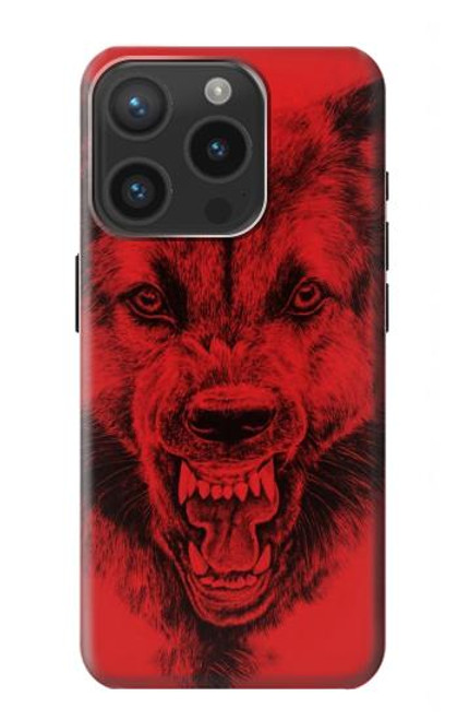 W1090 Red Wolf Hard Case and Leather Flip Case For iPhone 15 Pro