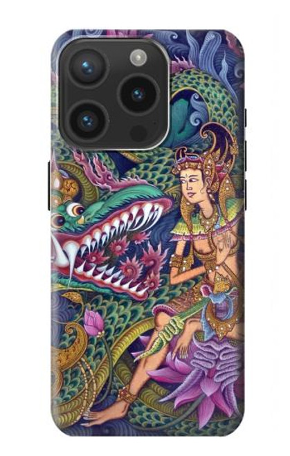 W1240 Bali Painting Hard Case and Leather Flip Case For iPhone 15 Pro