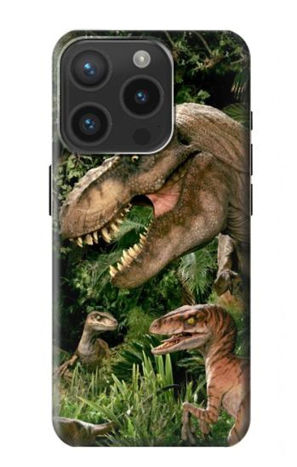 W1452 Trex Raptor Dinosaur Hard Case and Leather Flip Case For iPhone 15 Pro