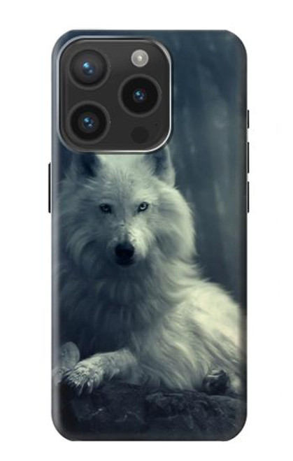 W1516 White Wolf Hard Case and Leather Flip Case For iPhone 15 Pro