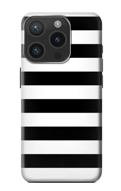 W1596 Black and White Striped Hard Case and Leather Flip Case For iPhone 15 Pro