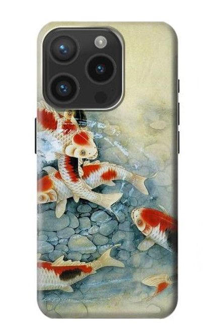 W1654 Koi Carp Fish Art Painting Hard Case and Leather Flip Case For iPhone 15 Pro