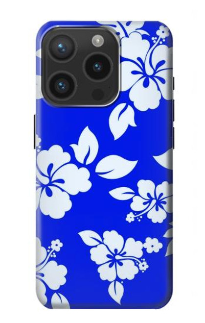 W2244 Hawaiian Hibiscus Blue Pattern Hard Case and Leather Flip Case For iPhone 15 Pro