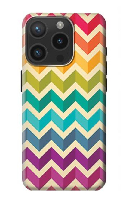 W2362 Rainbow Colorful Shavron Zig Zag Pattern Hard Case and Leather Flip Case For iPhone 15 Pro