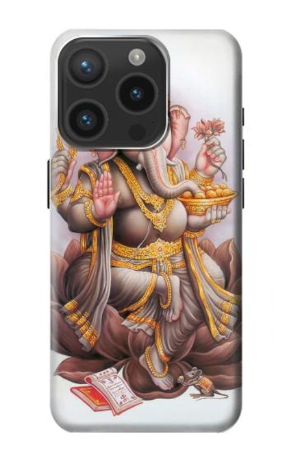 W2820 Hindu God Ganesha Ganapati Vinayaka Hard Case and Leather Flip Case For iPhone 15 Pro