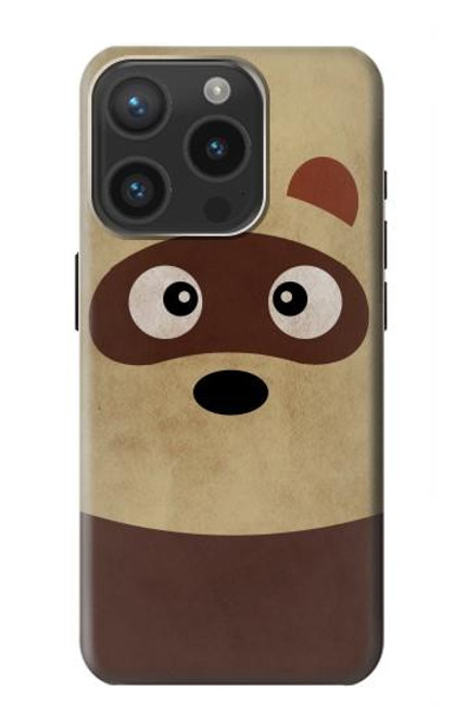 W2825 Cute Cartoon Raccoon Hard Case and Leather Flip Case For iPhone 15 Pro