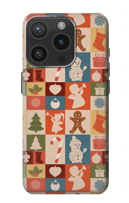 W2854 Cute Xmas Pattern Hard Case and Leather Flip Case For iPhone 15 Pro