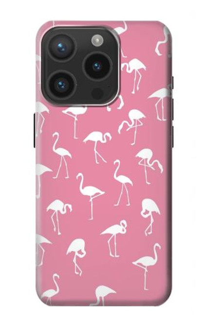 W2858 Pink Flamingo Pattern Hard Case and Leather Flip Case For iPhone 15 Pro