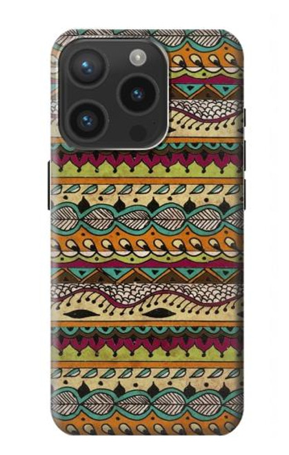 W2860 Aztec Boho Hippie Pattern Hard Case and Leather Flip Case For iPhone 15 Pro